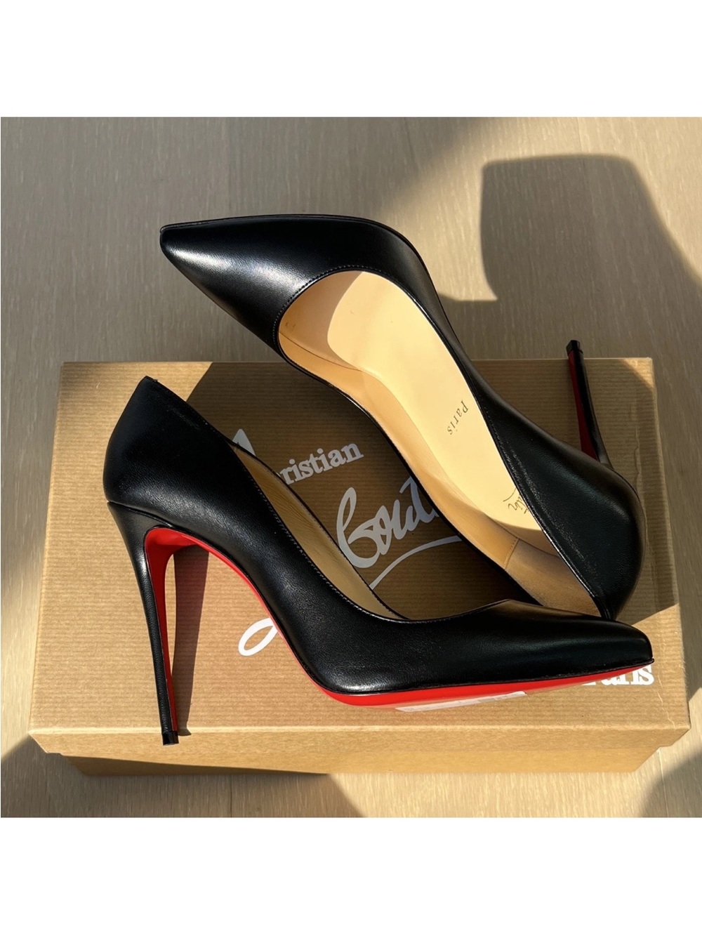 NWB Christian Louboutin Pigalle Follies 100 Black Pointed Toe Pump EU 38 / US 8
